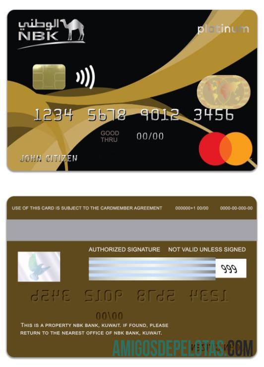 Kuwait NBK Bank Thahabi Platinum Mastercard Credit Card example